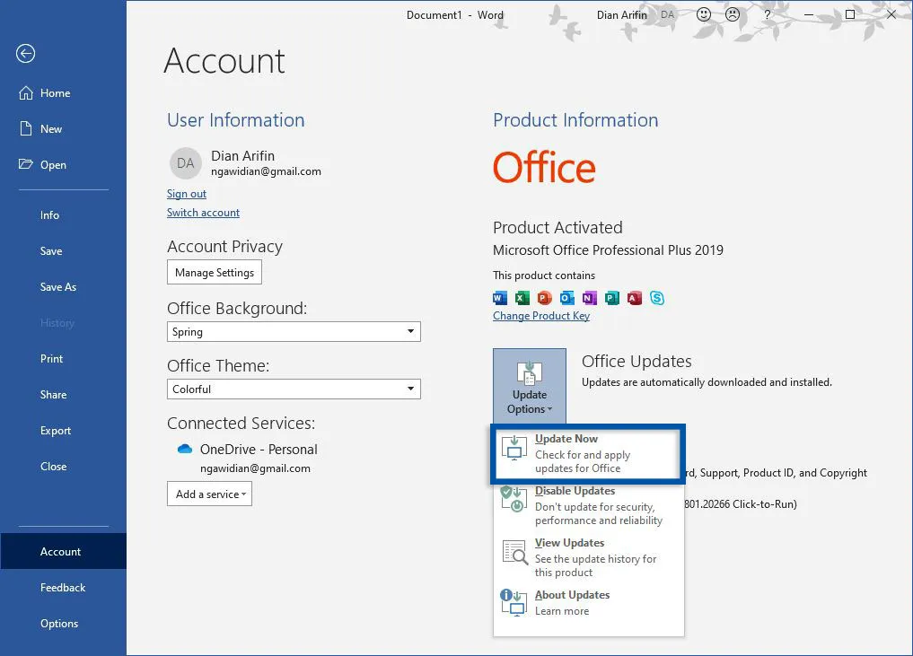 Perbarui Microsoft Office Windows