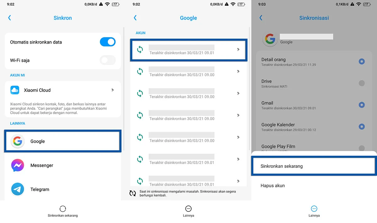Sinkronkan Akun Google Xiaomi