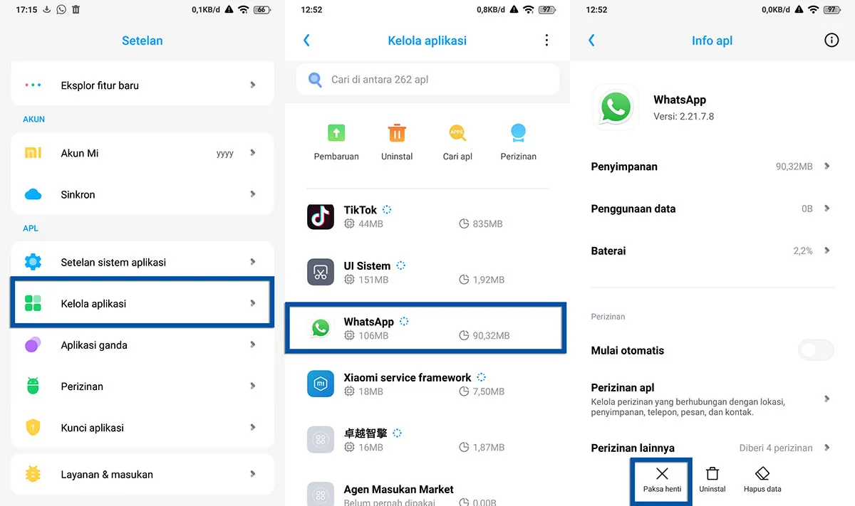 Tutup Paksa Aplikasi Xiaomi