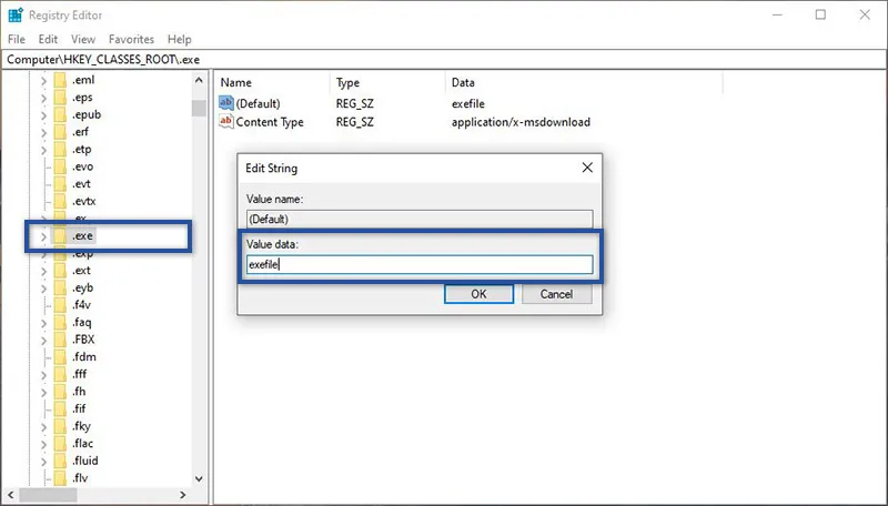 Ubah Value Data Folder Exe