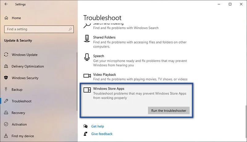 Windows Store Apps Troubleshoot