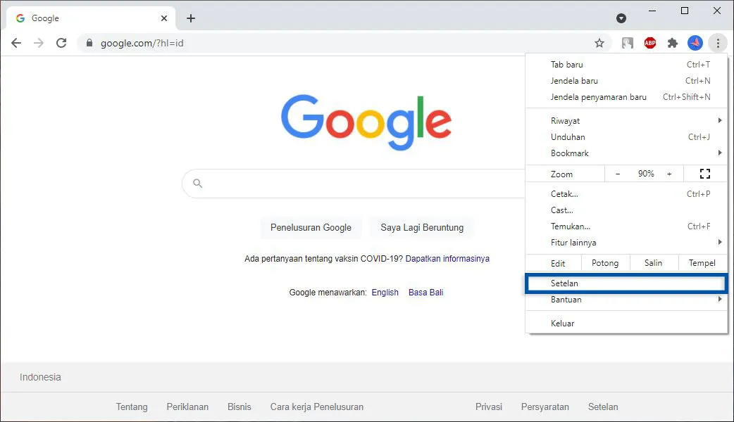 1 Buka Setelan Google Chrome