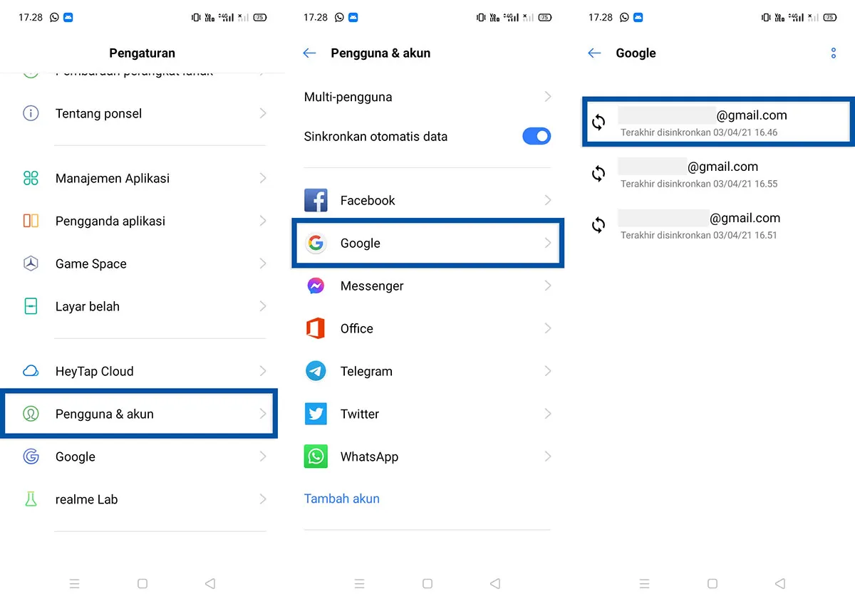 1 Pilih Akun Google Realme