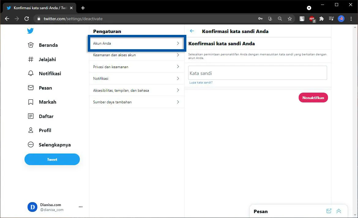 5 Konfirmasi Penghapusan Akun Twitter