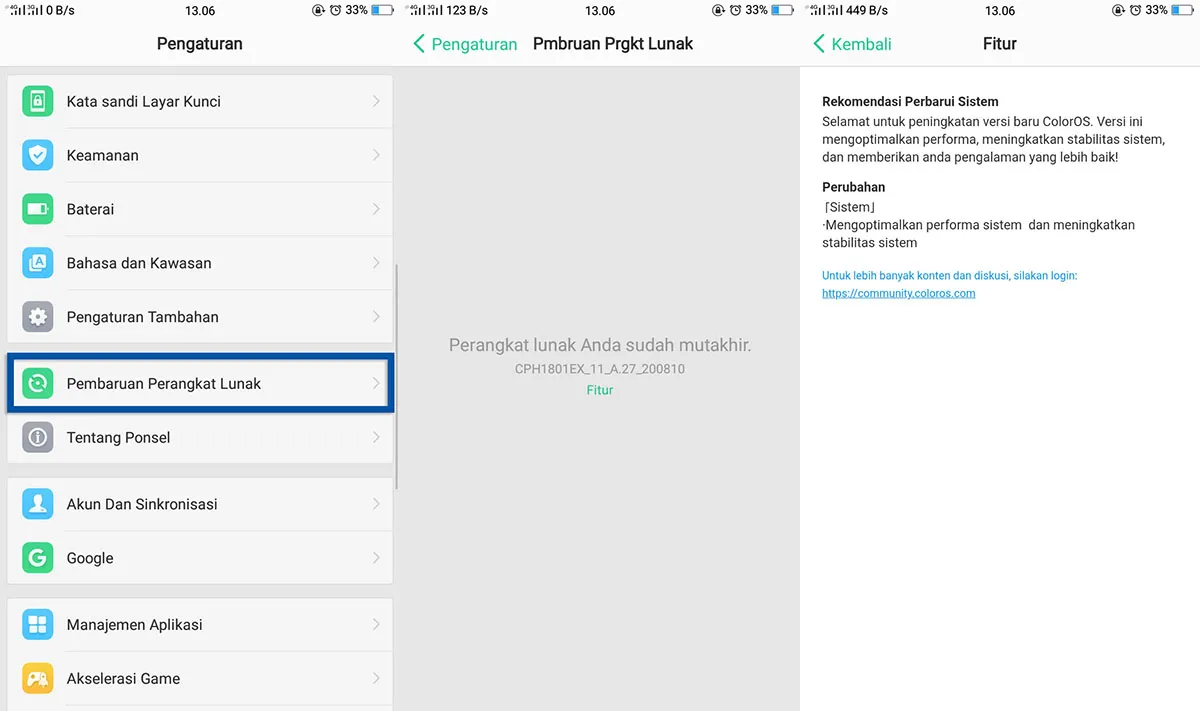 Lakukan Pembaruan ColorOS