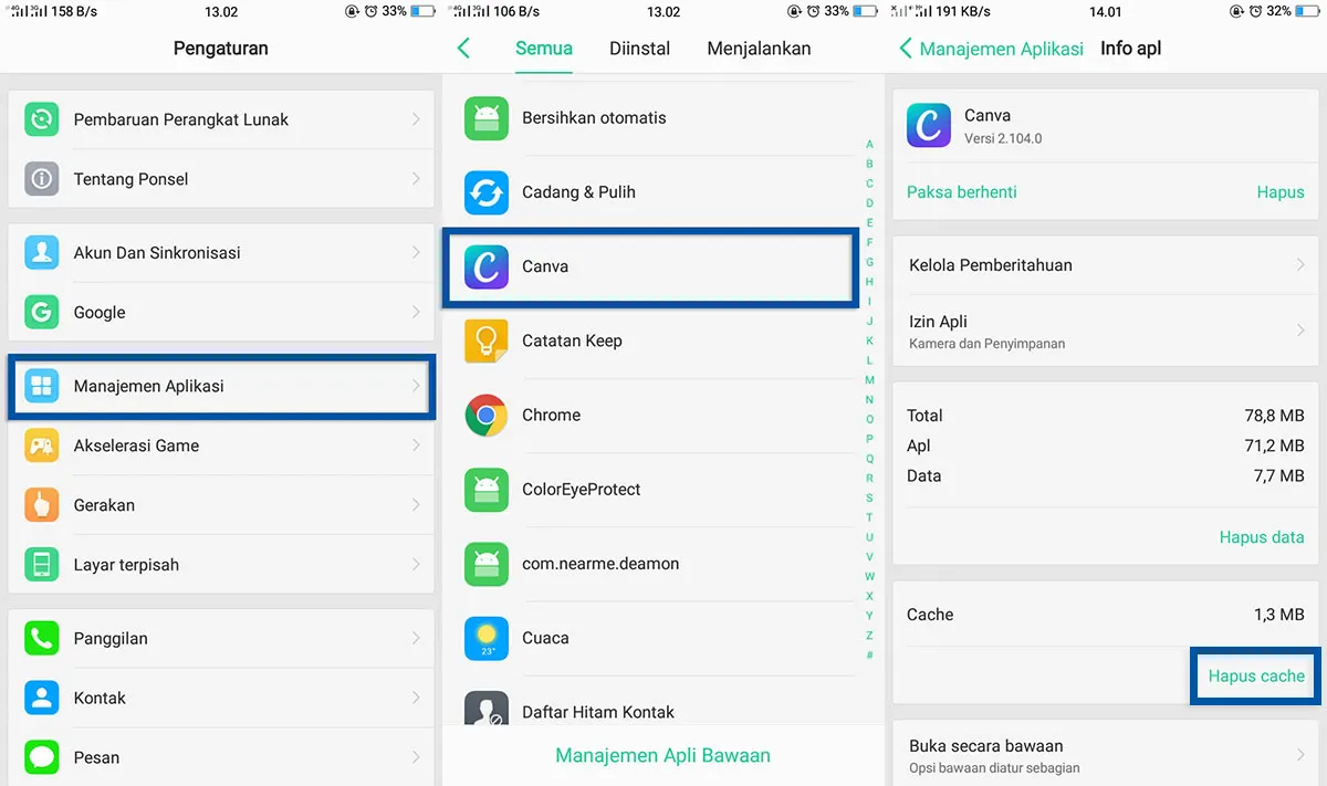 Menghapus Cache Aplikasi OPPO