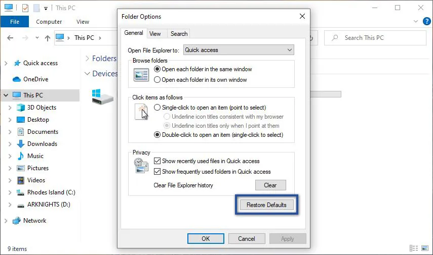 Restore File Explorer
