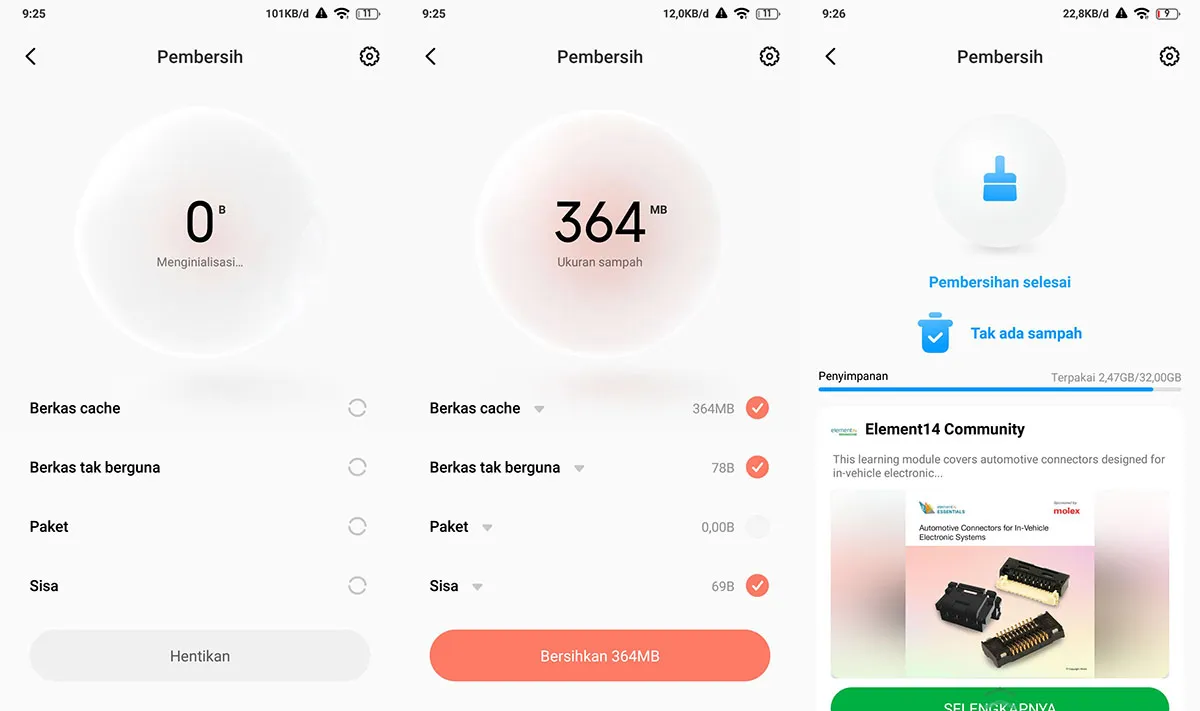 Bersihkan cache Android