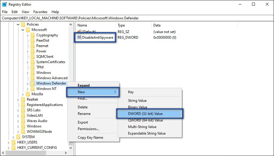 Disable Anti Spyware