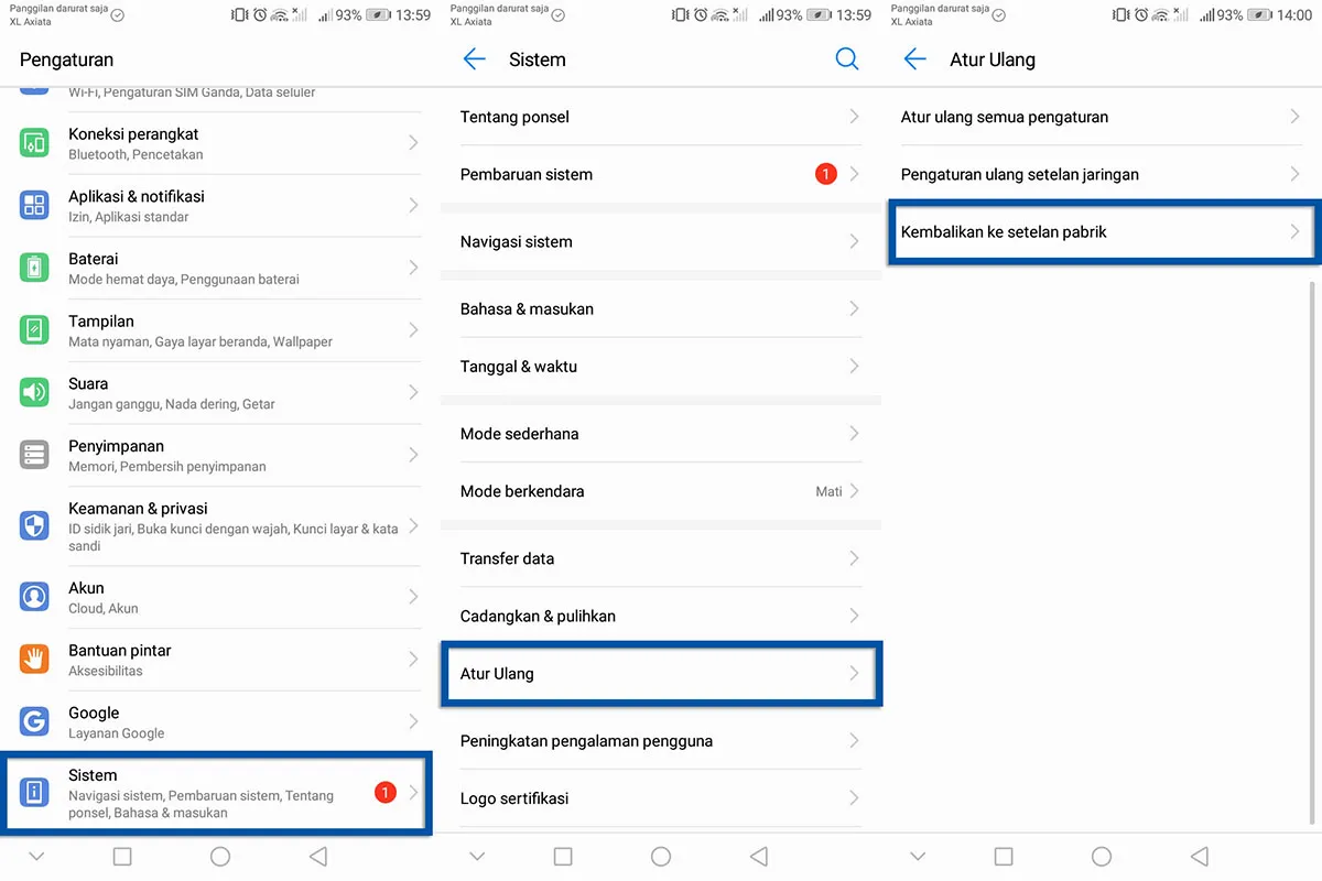 Factory Reset Huawei