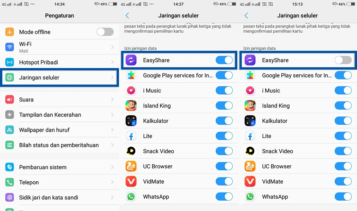 Matikan Data Internet Aplikasi VIVO