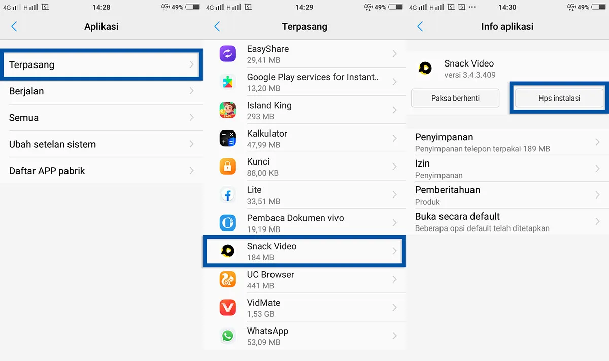 Menghapus Aplikasi VIVO