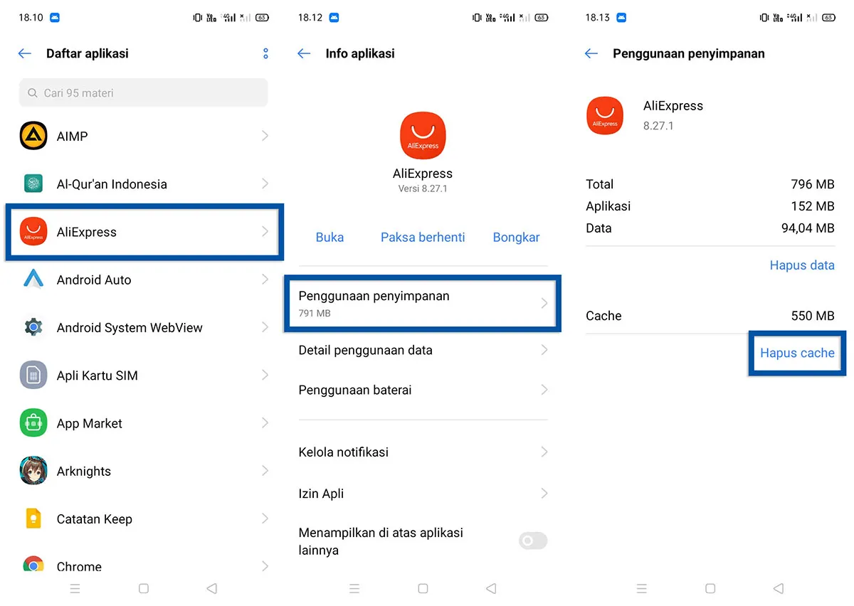 Menghapus Cache Aplikasi Realme