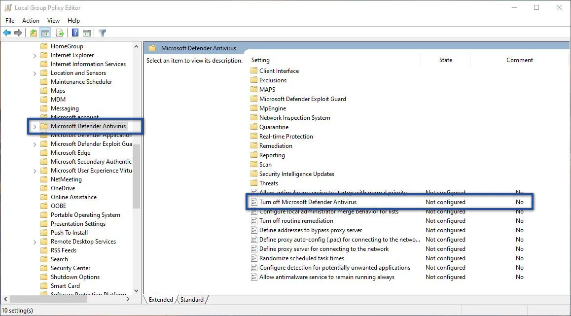 Turn off Microsoft Defender Anitivirus