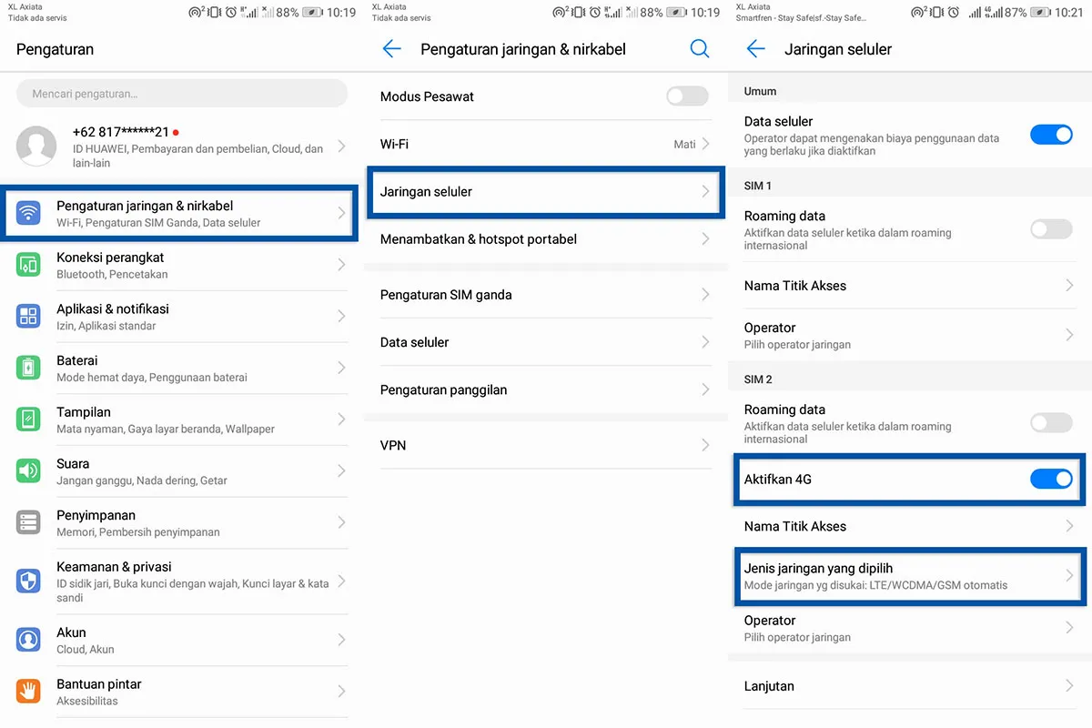 Aktifkan Jaringan 4G Android