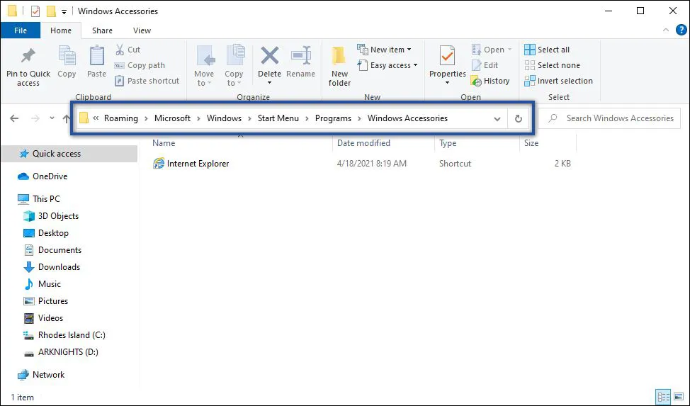 Memeriksa di Folder Windows Accessories