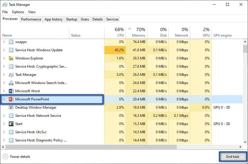 Endtask PowerPoint Task Manager