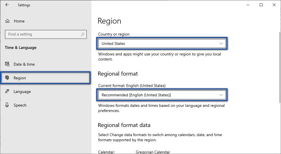 Menyesuaikan Region Windows