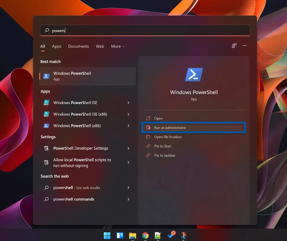 1 Buka Windows PowerShell