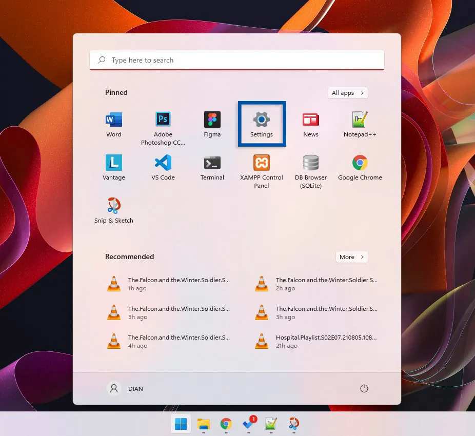 1 Buka menu Settings Windows 11