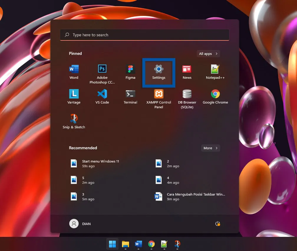 1 Buka menu Settings Windows 11
