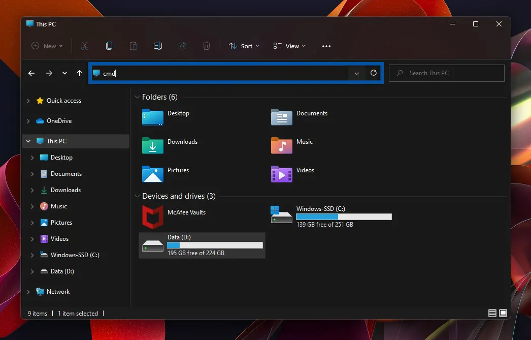 1 Ketik cmd di File Explorer