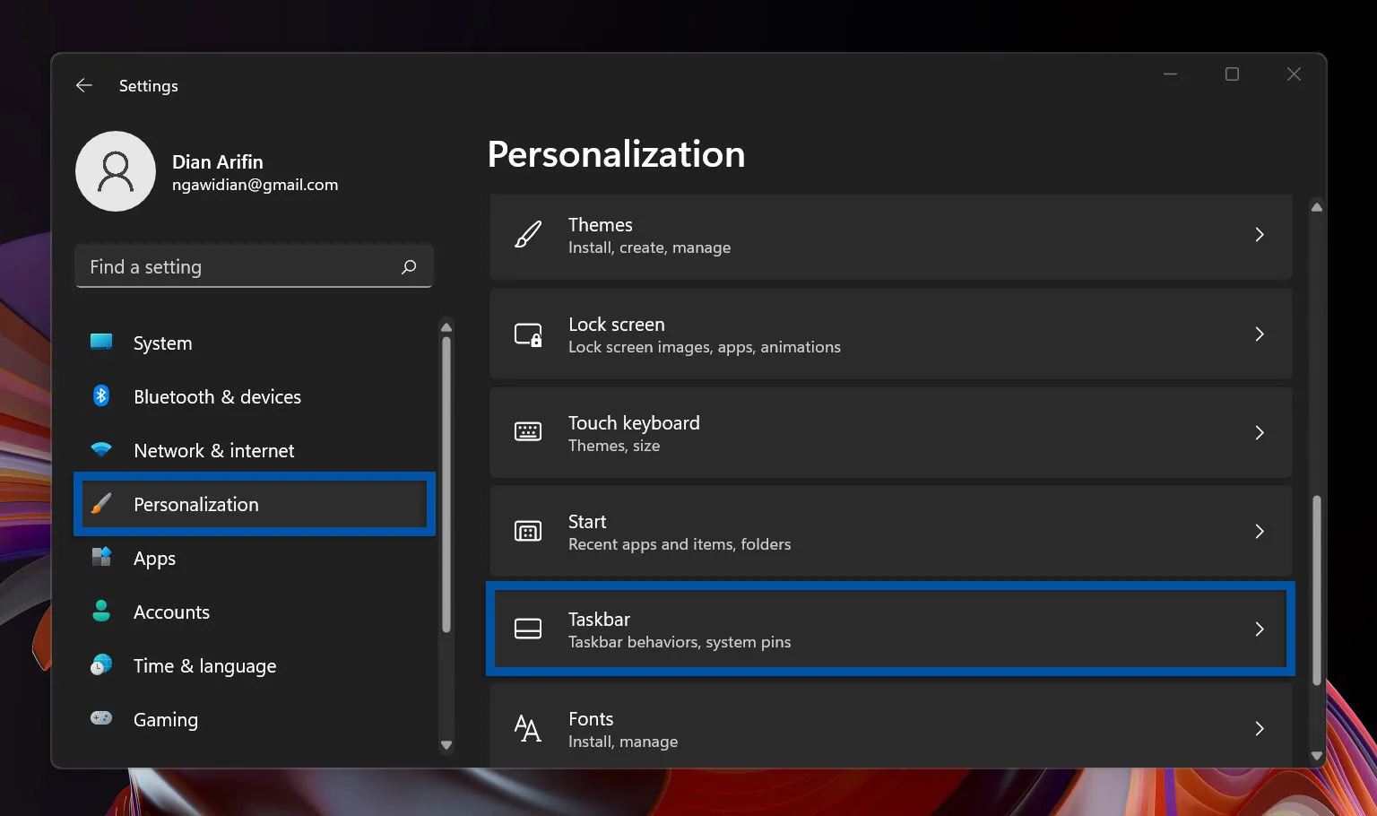 2 Buka Personalization Windows 11