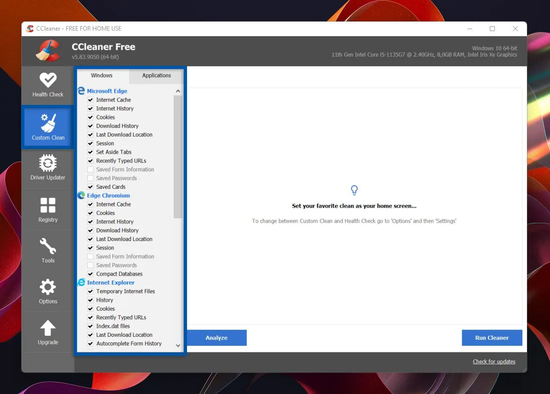 2 Centang kategori file sementara yang ingin dihapus