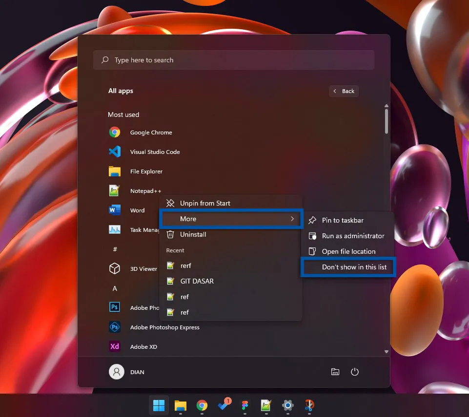 2 Sembunyikan aplikasi dari daftar