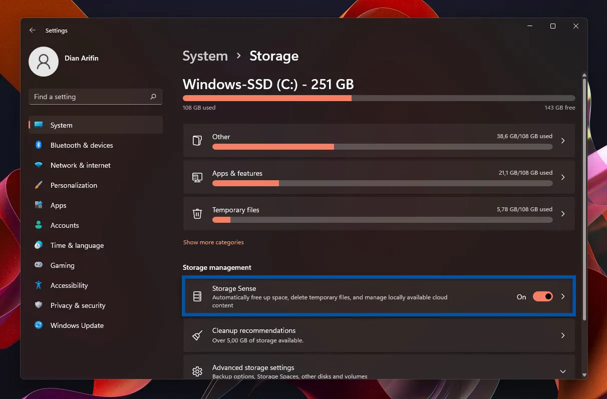 3 Aktifkan Storage Sense Windows 11