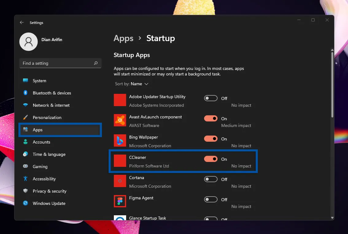 3 Matikan program Startup Windows 11