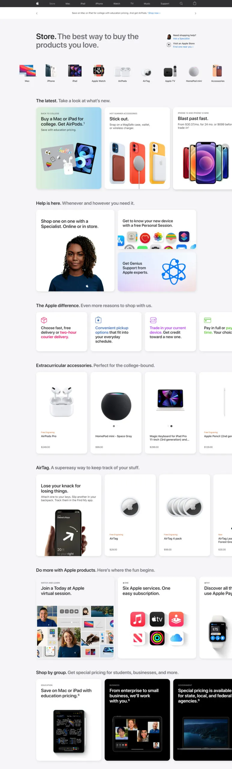 Desain baru toko online Apple