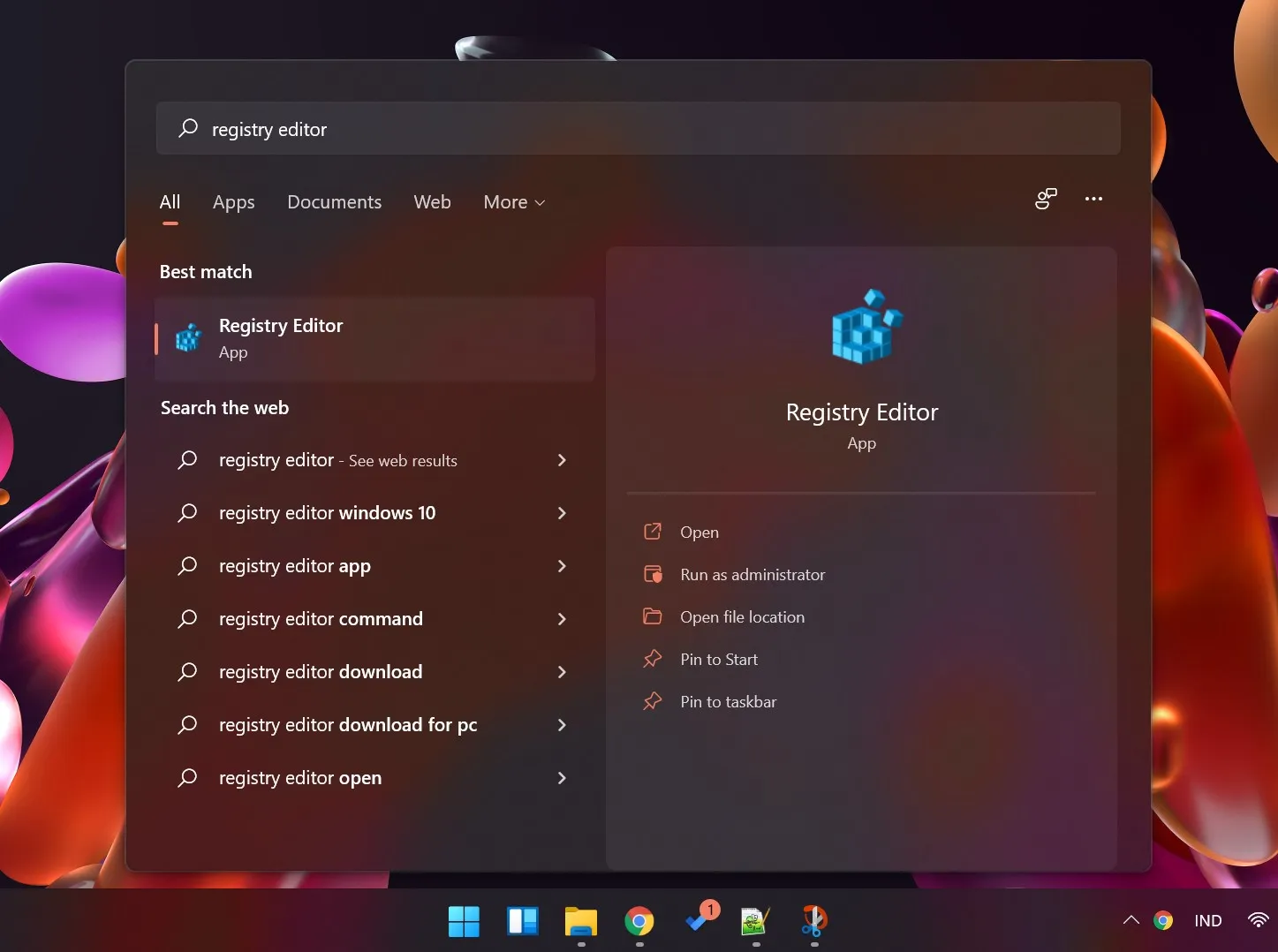 Temukan Regedit Windows Search