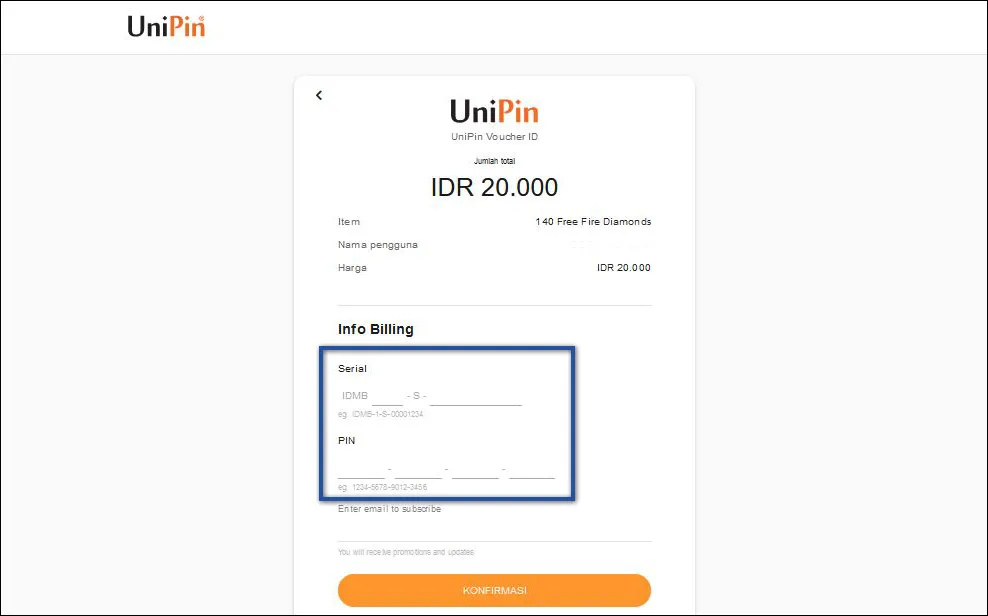 TopUp Voucher Fisik UniPin