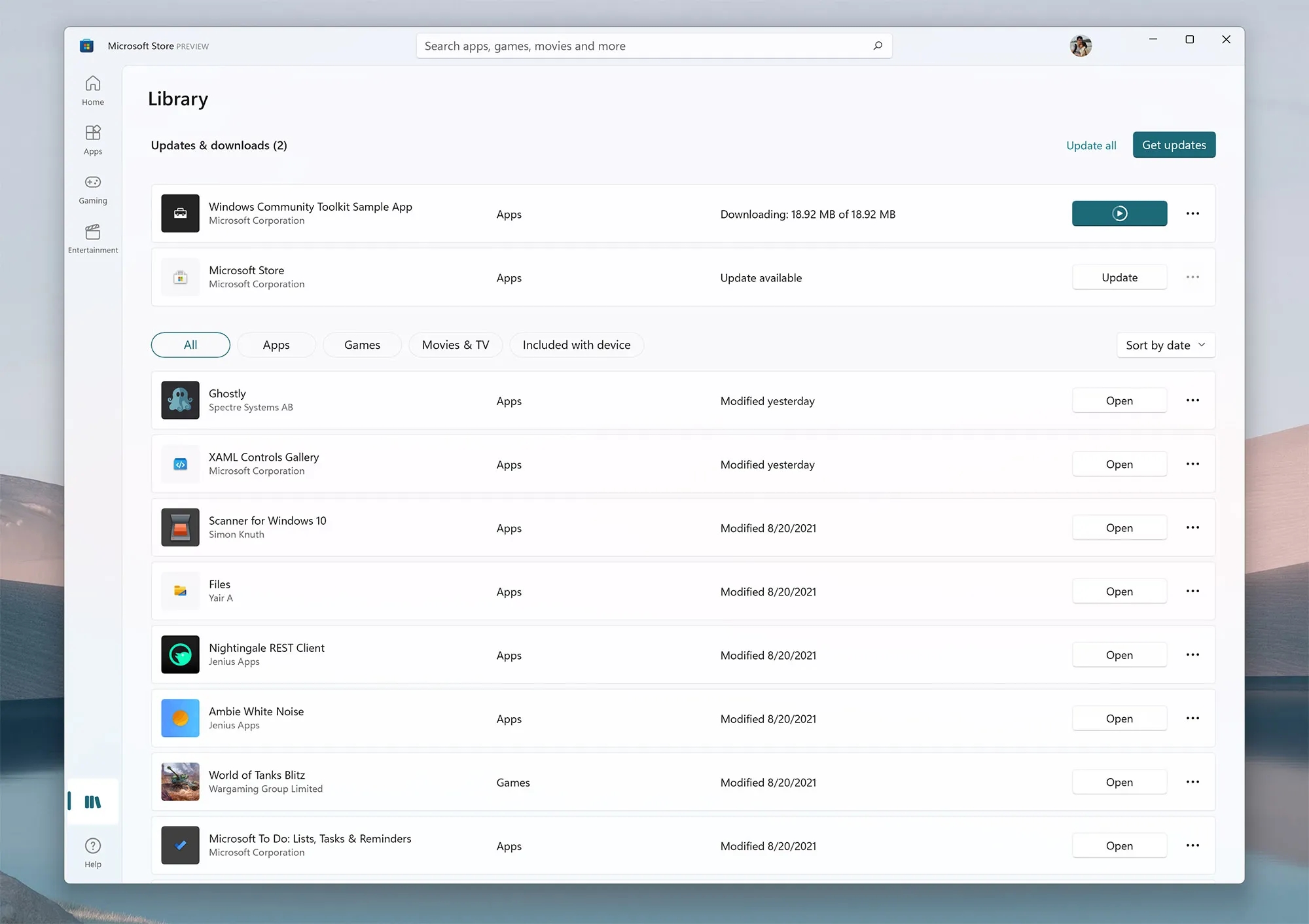 UI Baru Library di Microsoft Store