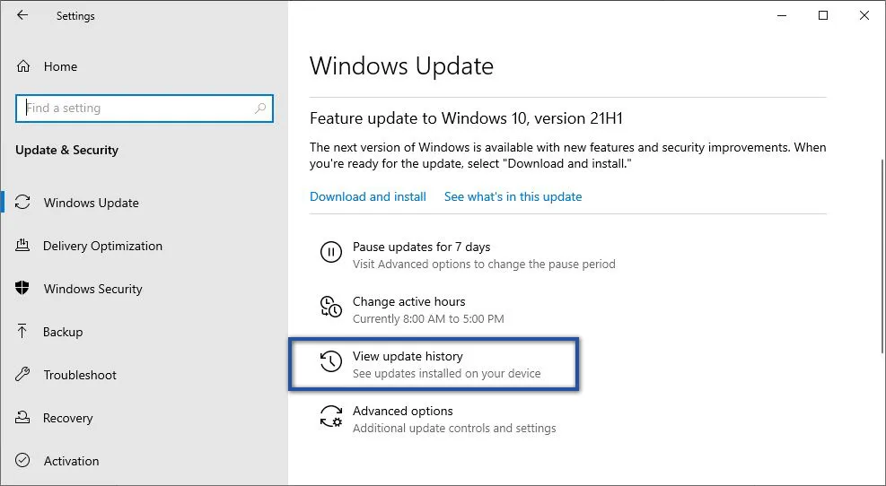 Windows Update History