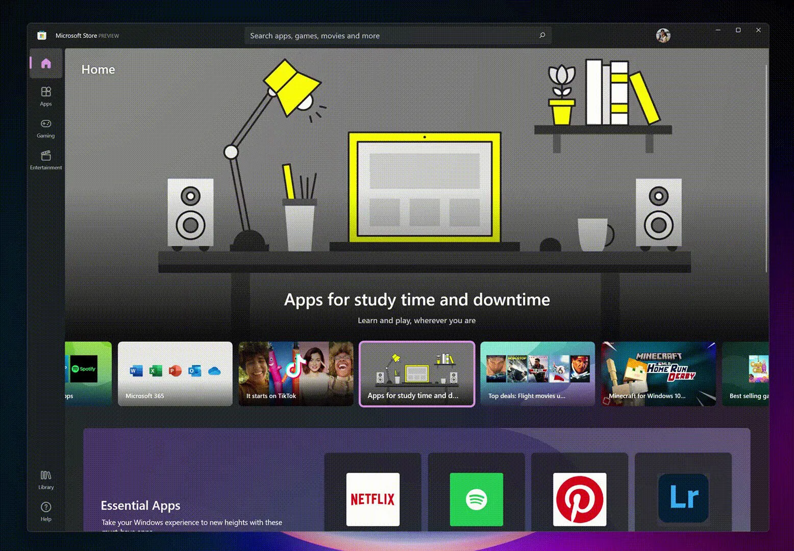 auto-scrolling Microsoft Store Windows 11