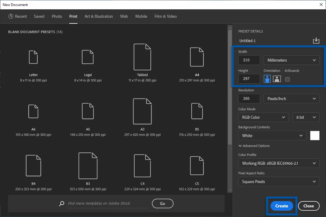2 Atur ukuran kertas A1 Adobe Photoshop