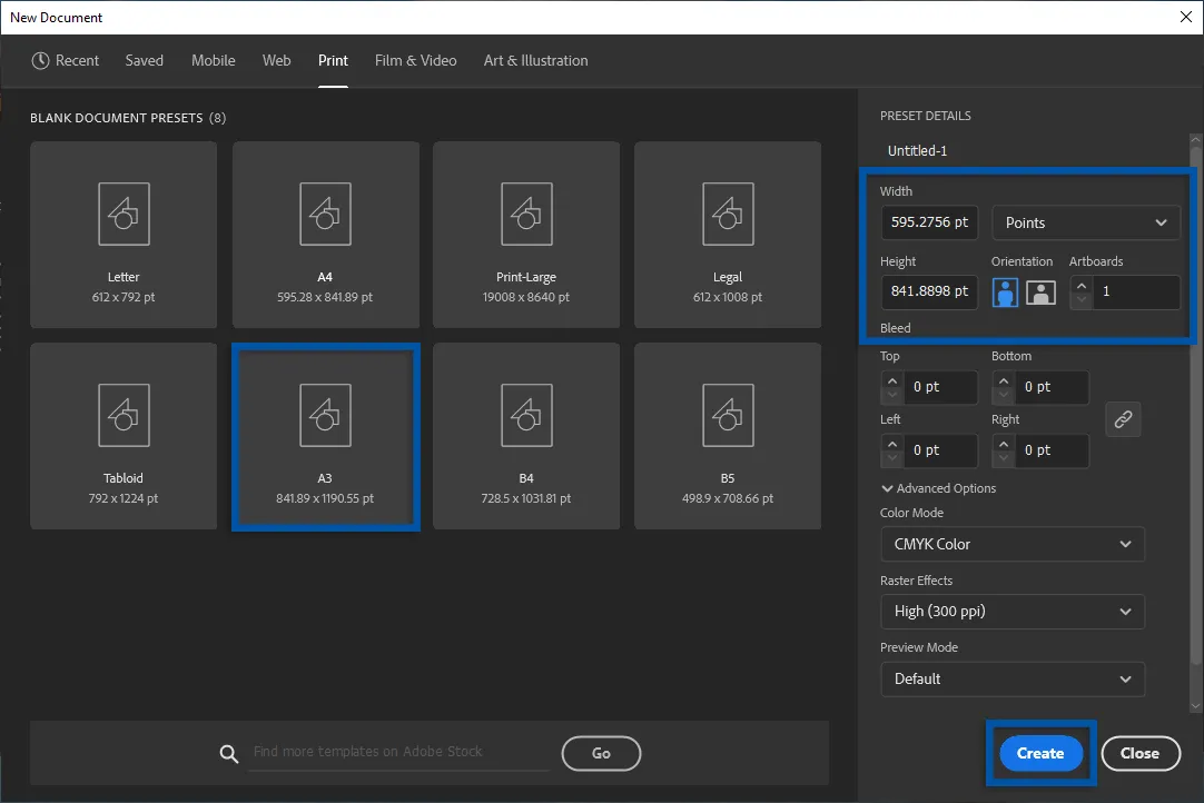 2 Atur ukuran kertas A3 Adobe Illustrator