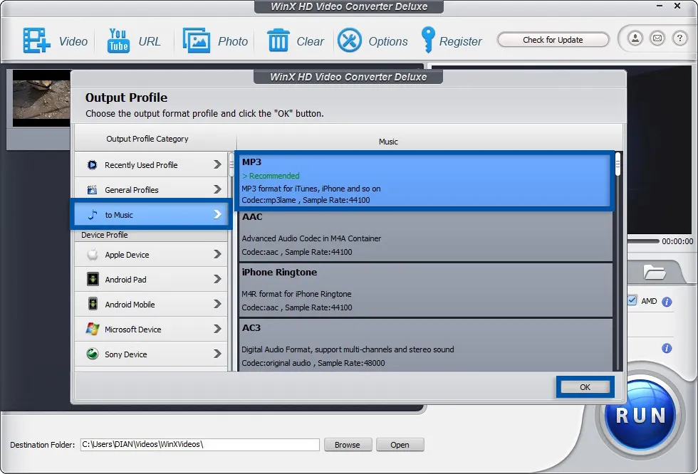 2 Pilih konversi ke MP3
