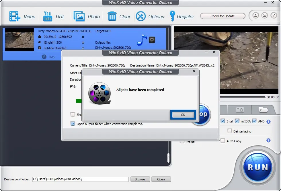 5 Klik OK untuk membuka hasil konversi