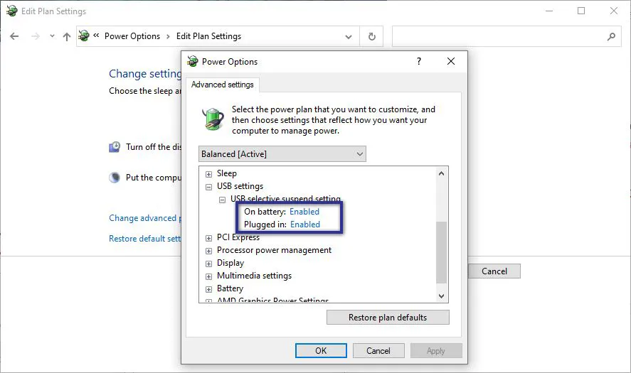 Disable USB Selective Suspend
