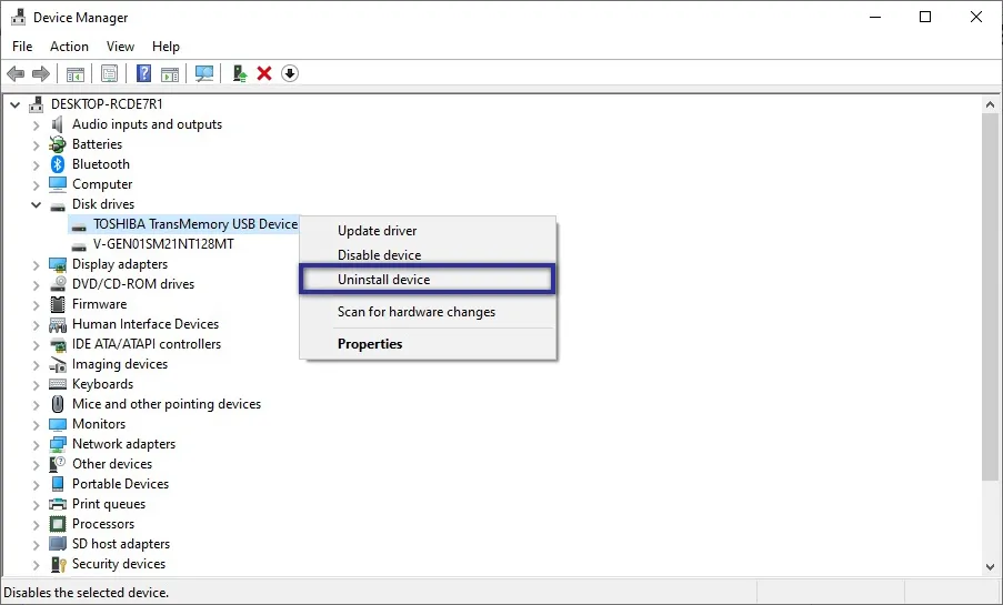 Uninstall Disk Drives