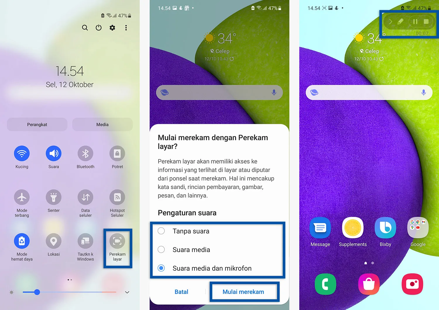 1 Merekam layar Samsung