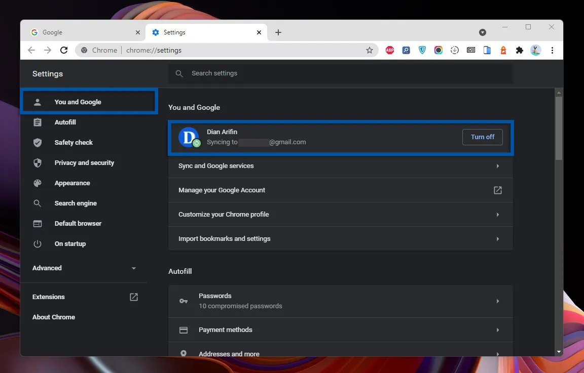 2 Pilih You and Google