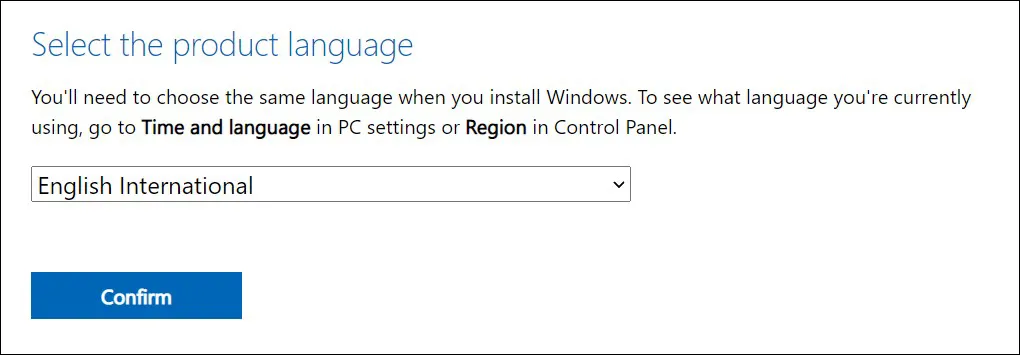 2 Pilih bahasa untuk Windows 11