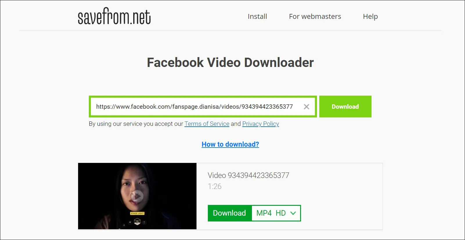2 Pilih kualitas video yang ingin di download