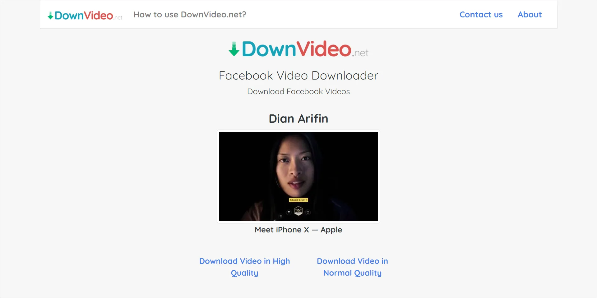 2 Unduh video Facebook dari DownVideo