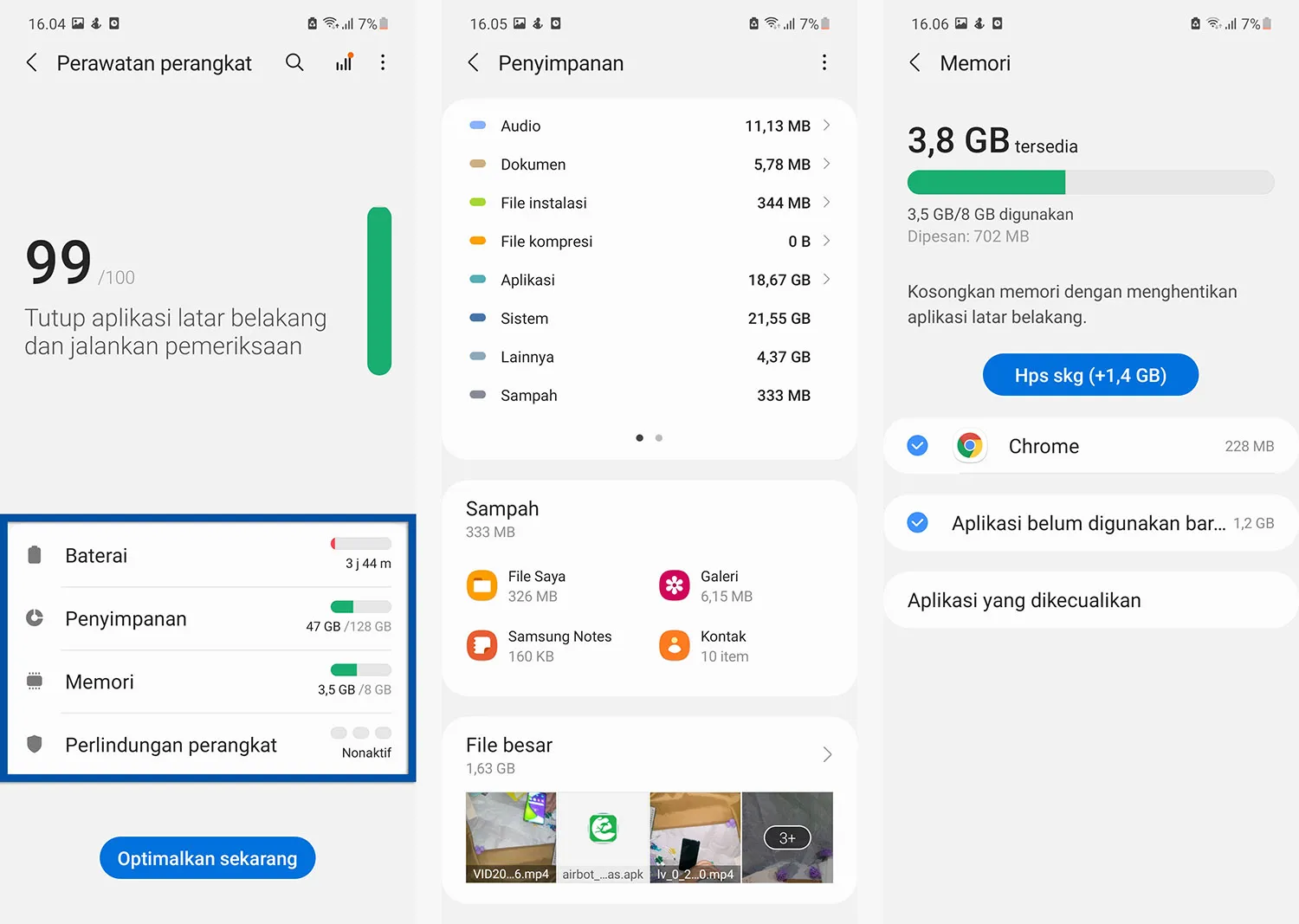 Bersihkan sampah Samsung