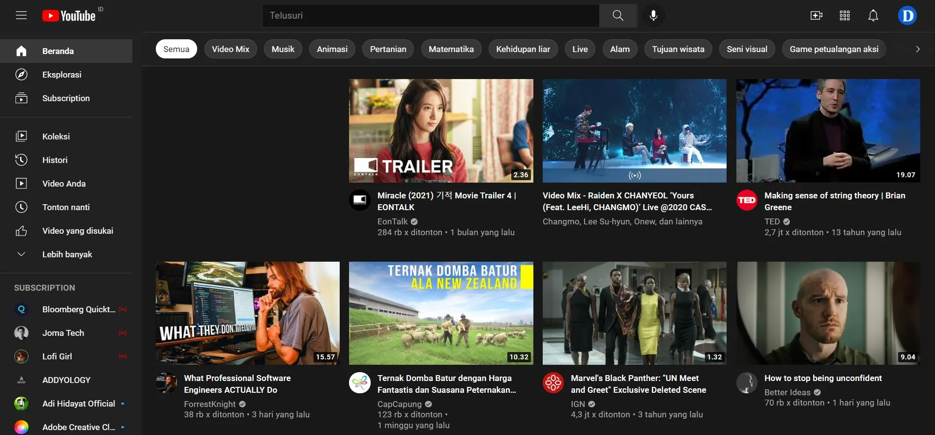 Contoh thumbnail YouTube
